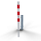 Barrier posts | Steel tube 70 x 70 mm | removable, with Euro profile cylinder lock | hot-dip galvanized and white coatedwith three red reflecting stripes | without eyelet